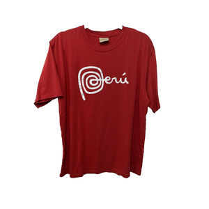 Katari‎ Arts Short Sleeve Peru T Shirt Red Unisex XL Travel Destination Bold